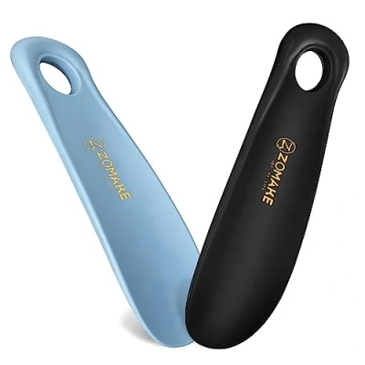 Abbildung von ZOMAKE Mini Schuhlöffel Klein Kunststoff,Kurz Schuhanzieher Plastik Shoe Horn Set 2er 18.5cm Kleiner mit Wandhalterung