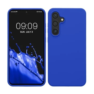 Abbildung von kwmobile Hülle kompatibel mit Samsung Galaxy S24 FE Silikon Handy Case Handyhülle weiche Oberfläche kabelloses Laden Baltik Blau