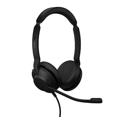 Abbildung von Jabra Evolve2 30 SE Kabelgebundenes Stereo Headset mit Geräuschunterdrückung und 2 Mikrofon Technologie inkl. USB C Kabel MS Teams zertifiziert, auch anderen Plattformen kompatibel Schwarz
