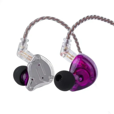 Abbildung von LINSOUL KZ ZS10 Pro,4BA+1DD 5 Treiber In Ear Monitor,HiFi Kabelgebundene Ohrhörer,Gaming Kopfhörer,Hybrid IEM Kopfhörer mit Edelstahlfrontplatte,abnehmbares versenktes 2Pin Kabel (Ohne Mic,Lila)