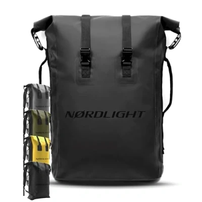 Abbildung von Nordlight Dry Bag 35l (Schwarz) Roll Top Rucksack mit gepolstertem Tragegurt, wasserdichte Tasche für Wassersport, Fahrrad, Kurierrucksack, Trekking, Angeln