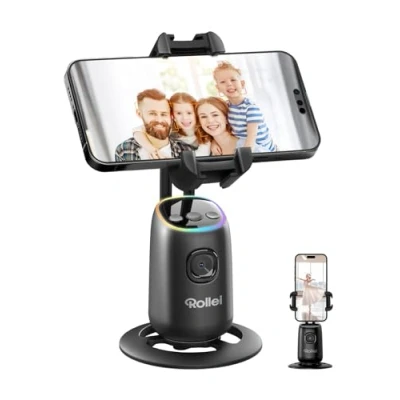 Abbildung von Rollei Easy Creator Desktop mit AI Tracking Automatischer Gesichtsverfolgung Handy Stative 360 Video Stabilisator Eingebautem Akku für Tiktok Live Streaming, Tripod Smartphone