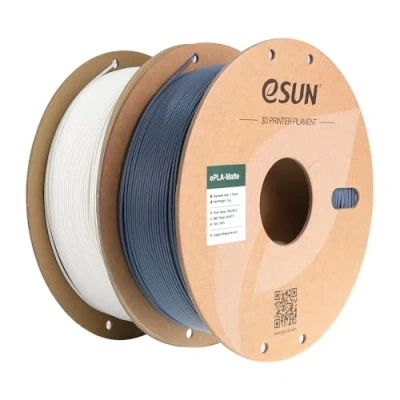 Abbildung von eSUN Upgraded Matte PLA Filament 1.75mm, 3D Drucker Filament, glanzfreie Farbe, mattierte Textur, 1KG pro Spule, 2 Spulen für Drucker, Cremeweiß+Dunkelgrau