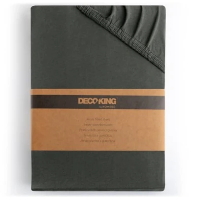 Abbildung von DecoKing Spannbettlaken 160x200 180x200 cm 100% gekämmte Baumwolle Anthrazit Grau Spannbetttücher Jersey Boxspringbett Amber 160 x 200 180