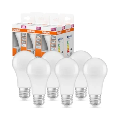 Abbildung von OSRAM LED Lampe mit E27 Sockel, Tageslicht (6500K), klassiche Birnenform, 8.5W, Ersatz für 60W Glühbirne, matt, Retrofit CLASSIC A , 6er Pack