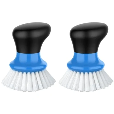 Abbildung von MR.SIGA Spülbürste mit ergonomischem Griff, Handflächenbürste für Geschirr, Töpfe, Pfannen zur Küchen Reinigung, Blau, 2 Stücke
