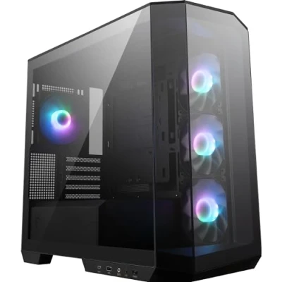 Abbildung von MSI MAG PANO M100R PZ mATX PC Gehäuse 3 x 120 mm Reverse Blade ARGB Lüfter und 1 mit Hub, GPU Ständer, Staubfilter, 33 Kabelführungsraum, USB Typ C (20Gbps)