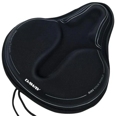 Abbildung von DAWAY C6M Memory Schaum Gepolsterter Fahrradsattelbezug Extra Weicher Breit Groß Sattelbezug Für Heimtrainer Fahrrad, MTB, Bequem Sattelpolster Damen Herren Senioren, 30 X 27 cm
