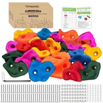 Abbildung von Trymaker Klettergriffe, Kinder Klettersteine für Kletterwand, 30 Stück Kletterwandgriffe Set Erwachsene Outdoor