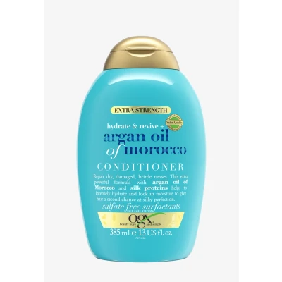 Abbildung von OGX Hydrate &amp; Revive Argan Oil of Morocco Conditioner (385 ml), feuchtigkeitsspendende Haarspülung mit marokkanischem Arganöl Seidenproteinen, Haarpflege Spülung ohne sulfathaltige Tenside