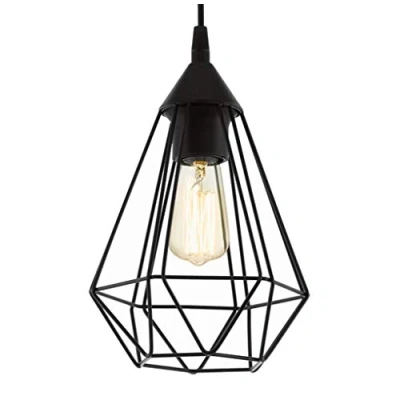 Abbildung von EGLO Pendellampe Tarbes, 1 flammige Vintage Pendelleuchte im Retro Look, Material: Stahl, Kunststoff, Farbe: Schwarz, Fassung: E27, Ø 17,5 cm