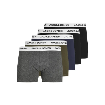 Abbildung von JACK &amp; JONES Herren Boxershort JACBASIC White WB Trunks 5er Pack S M L XL XXL, Größe:XXL, Farbe:Forest Night Navy Blazer Dark Grey Melange Black 12214455