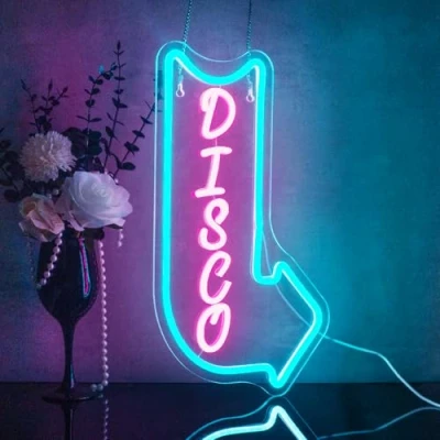 Abbildung von Looklight Disco Pfeil Neon, Rosa, Groß, Neon Schild, Wandmontage, Silikon, Acryl, Party,