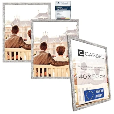 Abbildung von CABBEL Dreierpack (3 STK.) Bilderrahmen 40x50 cm MDF Holz Rahmen in Birke mit bruchsicherem Plexi Glas/Modern