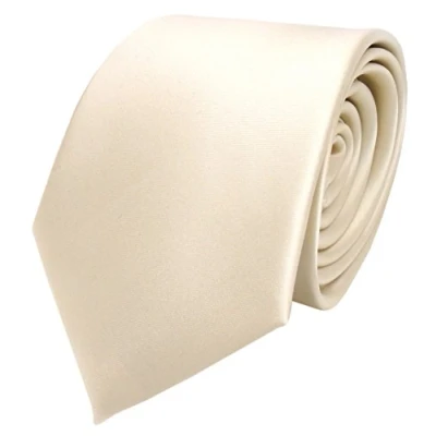 Abbildung von TigerTie Herren Krawatte Klassische 8 cm Satin in elfenbein champagner weiss perlmutt einfarbigem Design, ideal für Geschäftstermine, festliche Anlässe und die Freizeit