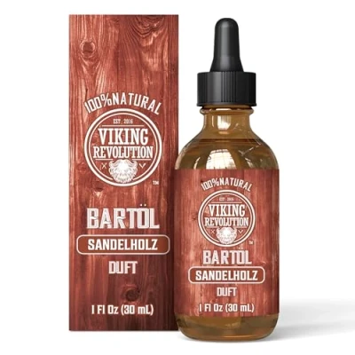 Abbildung von Viking Revolution Bartöl Macht Weich, Schützt und Stärkt Natürliches Argan Jojobaöl Herren Geschenke Für Männer Sandelholz 30 ml