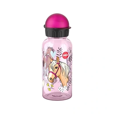 Abbildung von Emsa 518126 Kids Tritan Trinkflasche Fassungsvermögen: 0,4 Liter 100% sicher/praktisch/hygienisch/dicht/unbedenklich cleverer Trinkverschluss robust Design: Horse