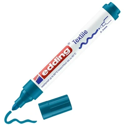 Abbildung von edding 4500 Textilmarker orient blau 10 Stück Rundspitze 2 3 mm Textilstifte waschmaschinenfest (60 C) zum Stoff bemalen Stoffmalstift