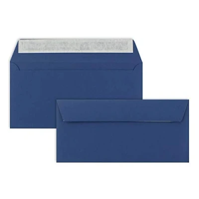 Abbildung von 100 Brief Umschläge DIN Lang Dunkel Blau/Nachtblau 110 g/m² 11 x 22 cm sehr formstabil Haftklebung Qualitätsmarke: FarbenFroh by GUSTAV NEUSER