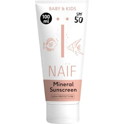 Abbildung von Naïf Sonnencreme auf mineralischer Basis für Baby &amp; Kind LSF 50 Creme Ohne Octocrylene UVA und UVB Schutz Wasserresistent Dermatologisch getestet Mikroplastik 100ml