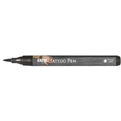 Abbildung von KREUL 62105 Tattoo Pen schwarz, Strichstärke 0,5 3 mm, Kosmetiktinte auf Wasserbasis, hält bis zu 5 Tage, dermatologisch getestet, vegan, parabenfrei