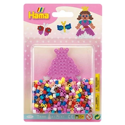 Abbildung von Hama Perlen 4181 Kleines Set Prinzessin mit ca. 450 bunten Midi Bügelperlen Durchmesser 5 mm, Stiftplatte, inkl. Bügelpapier, kreativer Bastelspaß für Groß und Klein