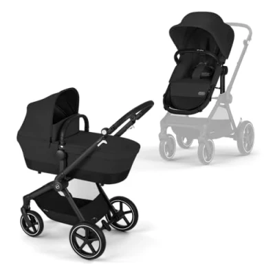 Abbildung von CYBEX Gold Kinderwagen EOS Lux 2 in 1, Reisesystem, Ab Geburt bis 22 kg (ca. 4 Jahre), Moon Black