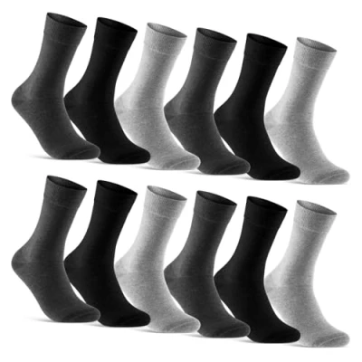 Abbildung von 12 Paar Socken Herren Business Baumwolle Herrensocken 70203T (Grau Anthrazit Schwarz 39 42)