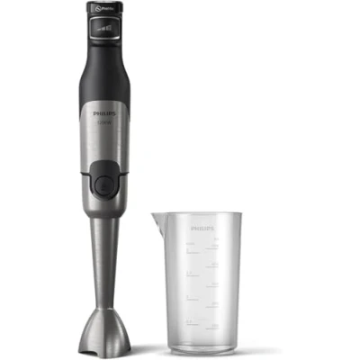 Abbildung von Philips 5000 Serie Stabmixer 1200W Leistung. ProMix Technologie. LED Geschwindigkeitsanzeiger. Stufenlose Geschwindigkeitseinstellung. Kompaktes Design. Leicht zu reinigen. Schwarz (HR2681/00)