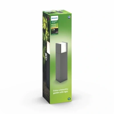 Abbildung von Philips Arbour LED Outdoor Sockelleuchte (6 W), wetterfeste Außenleuchte mit warmweißem Licht, energiesparende Beleuchtung, anthrazit, Ohne Bewegungsmelder