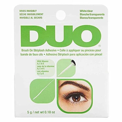 Abbildung von ARDELL DUO Brush Adhesive mit Vitamin A, C und E Wimpernkleber durchsichtig extra starker Lash Glue für Ihre Wimpernverlängerung das Original wasserfest (5g)