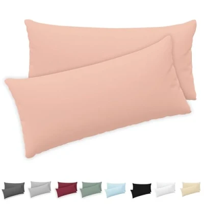 Abbildung von Twinzen® Kissenbezug 40x80 (2er Set) 100% Jersey Baumwolle 150 GSM Kissenbezüge Rosa Für cm Kissenhülle mit Reißverschluss Oeko Tex Zertifiziert