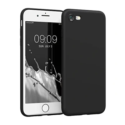 Abbildung von kwmobile Handyhülle kompatibel mit Apple iPhone SE (2022) / (2020) 8 7 Hülle Handy Case aus weichem Silikon in Schwarz matt