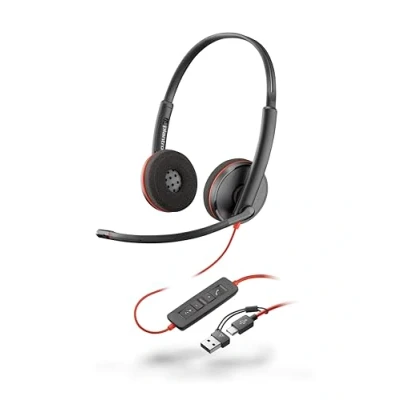Abbildung von Poly Blackwire 3220 schnurgebundenes USB C Headset, Noise Cancelling Mikrofon, Stereo Design, Verbindung mit PC/Mac über oder A, Kompatibel Teams/Zoom, SoundGuard Technologie