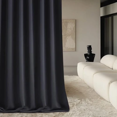 Abbildung von ROOM99 Vorhang mit Kräuselband Aura 140 x 230 cm Breite Höhe Verdunkelung Schiebegardinen Deko Modern Curtain Gardine Wohnzimmer Schlafzimmer Schwarz, 1 Stück