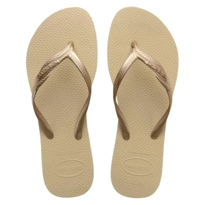 Abbildung von Havaianas Fantasia, bequeme, strapazierfähige und elegante Flip Flops, mit Metallic Streifen seitlicher Kreuzung, Damen,Sand Grey, 35/36 EU