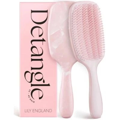 Abbildung von Lily England Lockenbürste zum Entwirren &amp; Stylen Schmerzfreie für nasses trockenes Haar mit flexiblen Borsten Ideale Haarbürste lockiges Frauen 3c bis 4c Haar, Rosa