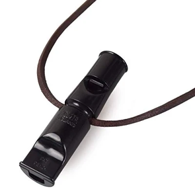 Abbildung von ACME Doppeltonpfeife No. 640 Schwarz mit GRATIS Pfeifenband aus Leder (90mm, 640, Schwarz)