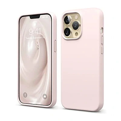 Abbildung von elago Liquid Silicone Case Kompatibel mit iPhone 13 Pro Hülle (6,1&quot;), Hochwertiges Silikon, Rundumschutz Handyhülle : 3 Layer Struktur Schutzhülle, Kratzfestes Weiches Mikrofaserfutter (Rosa)