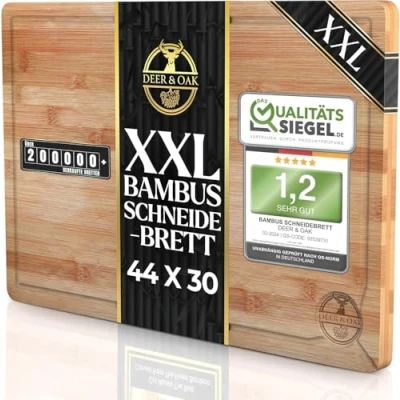 Abbildung von Deer &amp; Oak Hochwertiges Schneidebrett aus Holz 45x30x2cm Großes Bambus Holzbrett Für die Küche groß Küchenbrett Fleisch, Gemüse und andere Lebensmittel