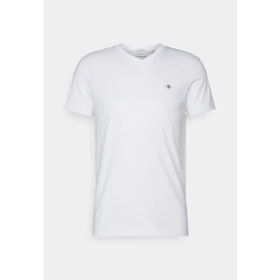 Abbildung von GANT SLIM Shield Vneck Tshirt basic, Herren, Größe: Medium, White
