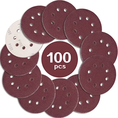 Abbildung von STEBRUAM 100 Stück Schleifpapier 125mm Klett körnung,Profi 125 Schleifscheiben Rund 8 Loch für Exzenterschleifer