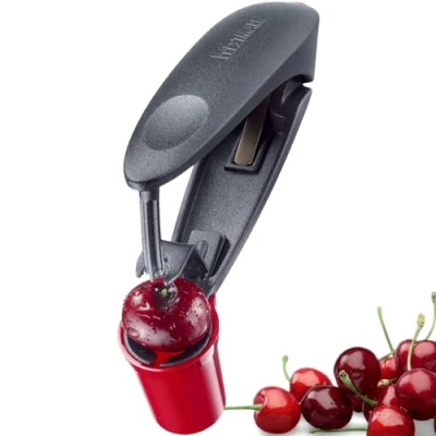 Abbildung von Westmark Kirschentkerner Kerni Preisgekröntes Werkzeug zum einfachen Entsteinen von Kirschen, ideal für Kuchen und süße Snacks mit frischen Kirschen Aluminium