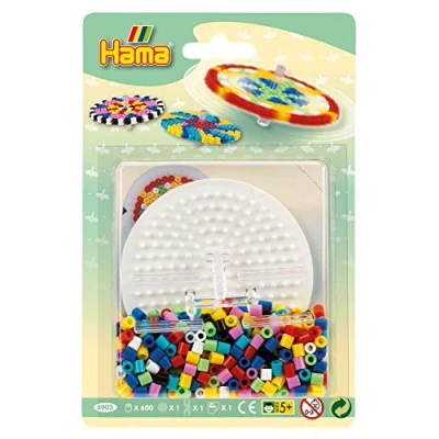 Abbildung von Hama Perlen 4903 Set Kreisel mit ca. 600 bunten Midi Bügelperlen Durchmesser 5 mm, Stiftplatte, Verbinder, inkl. Bügelpapier, kreativer Bastelspaß für Groß und Klein
