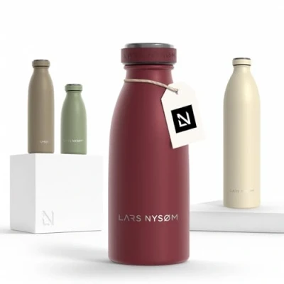 Abbildung von LARS NYSØM Edelstahl Trinkflasche 350ml, 500ml, 750ml, 1L, 1 5 liter Thermosflasche Kohlensäure geeignet Auslaufsichere Wasserflasche für Sport, Outdoor, Schule (Berry Red, 350ml)