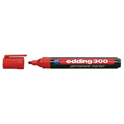 Abbildung von edding 300 Permanentmarker rot 10 Stifte Rundspitze 1,5 3 mm wasserfest, schnell trocknend wischfest für Karton, Kunststoff, Glas, Holz, Metall, Glas