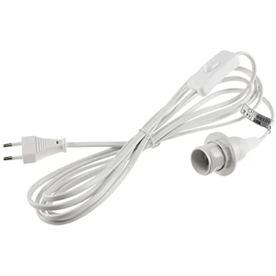 Abbildung von ChiliTec E14 Lampenfassung mit Schalter Fassung 3,4m Kabel Schnurschalter Lampenaufhängung Montagering für Lampenschirm Papier Leuchten Stern Lampen Weiß