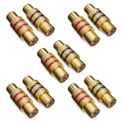 Abbildung von deleyCON 10 Stück Cinch Kupplung als SET 5x Schwarz Rot Audio Video Adapter Buchse zu 2x RCA Verbindungsstück