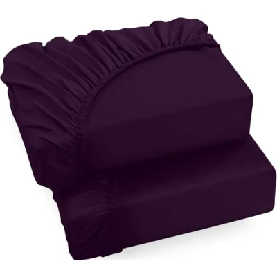 Abbildung von Utopia Bedding 2er Set Spannbettlaken 160x200cm Lila Gebürstete Mikrofaser Spannbetttuch 35 cm Tiefe Tasche