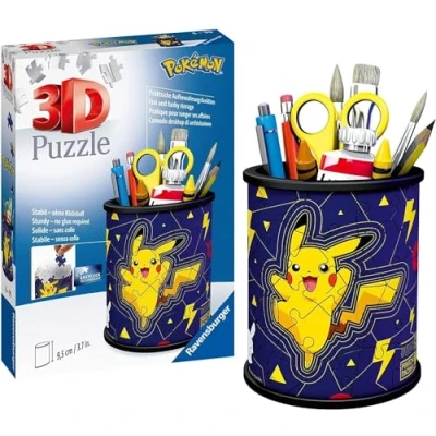 Abbildung von Ravensburger 3D Puzzle 11257 Utensilo Pokémon Pikachu 54 Teile Stiftehalter für Fans ab 6 Jahren, Schreibtisch Organizer Kinder, Spielzeug, Geschenk